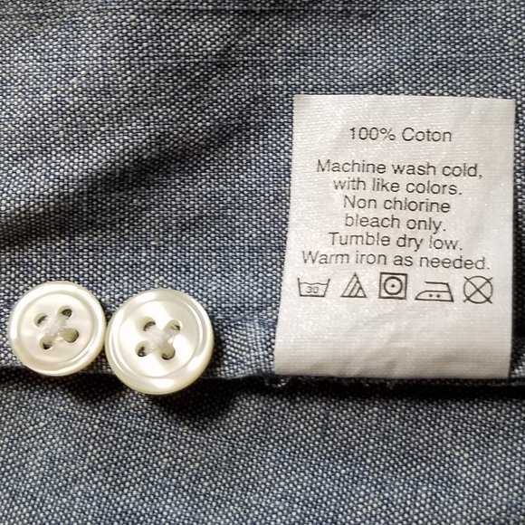 J. Crew Factory Perfect Fit Blue Chambray Long Sleeve Button Down Shirt - Picture 7 of 11